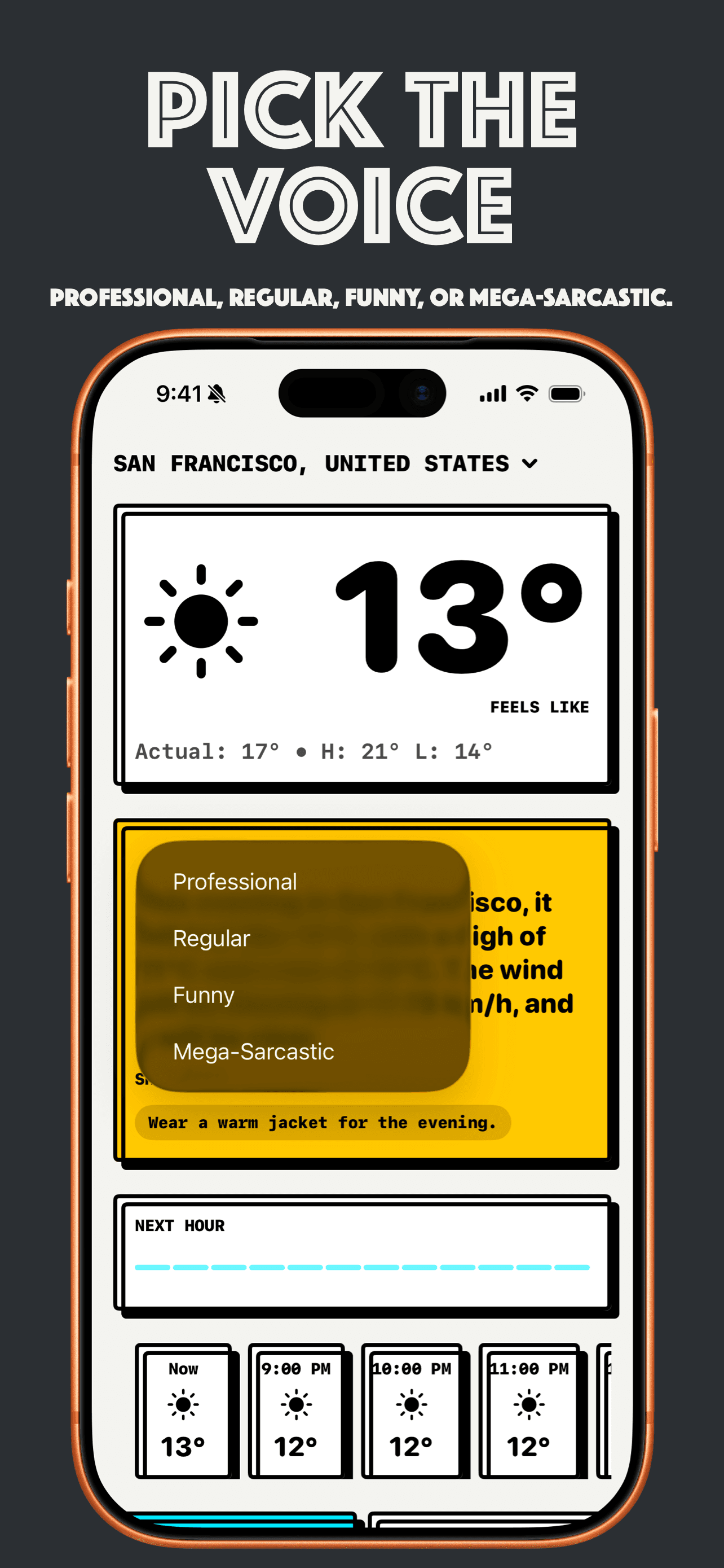 Persona menu on iPhone. Funny and Mega-Sarcastic are Pro.
