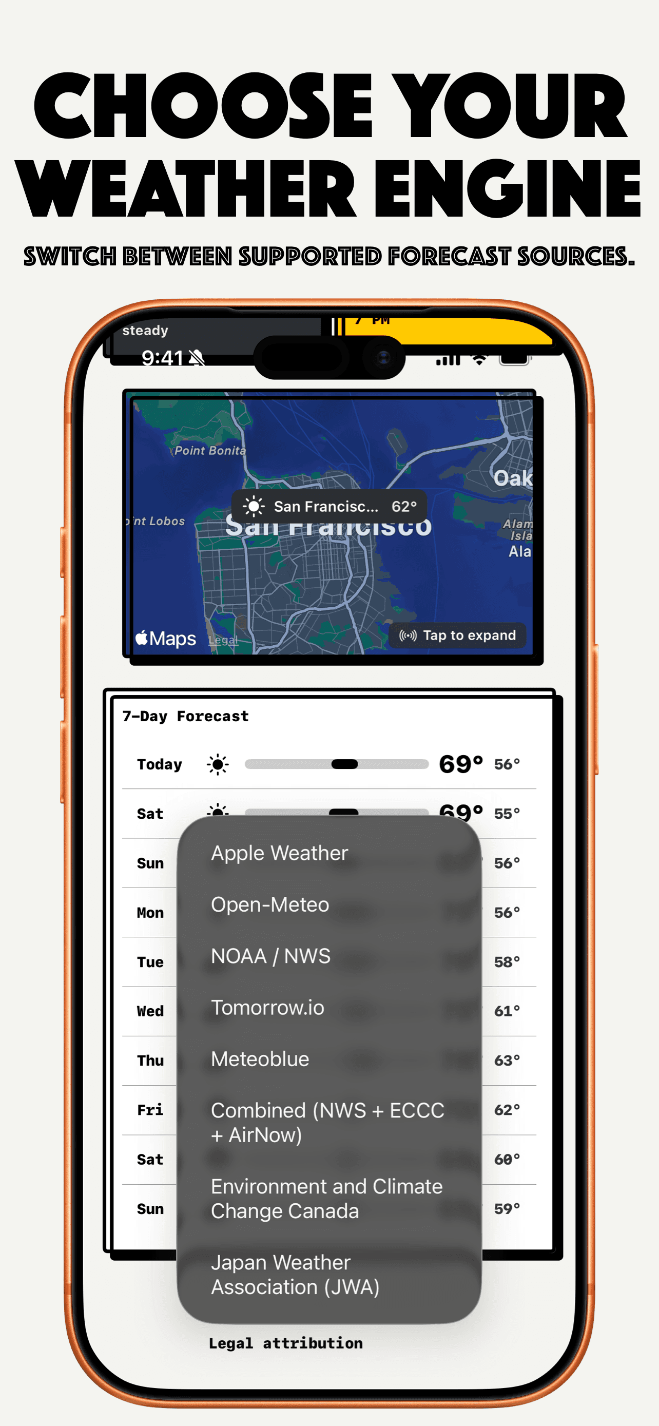 Source menu on iPhone